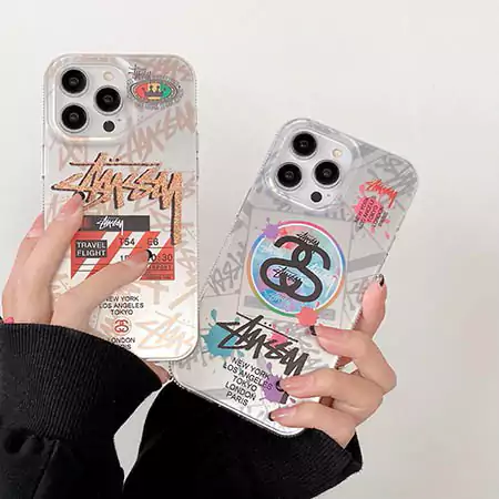 Stussy iphone 16 スマホケース アイフォーン 15 ポリエチレン ステューシー風 アイフォーン 15 ステューシー 半透明 アイフォン 15 pro 携帯ケース 薄型 ステューシー風 カバー ステューシー ブランドロゴ アイフォン 14pro max スマホケース 字母プリント 低価格 激安 最新型 最高級 発売日 最強 高校生 Ins風 ホットスタンプ （シルバー ）