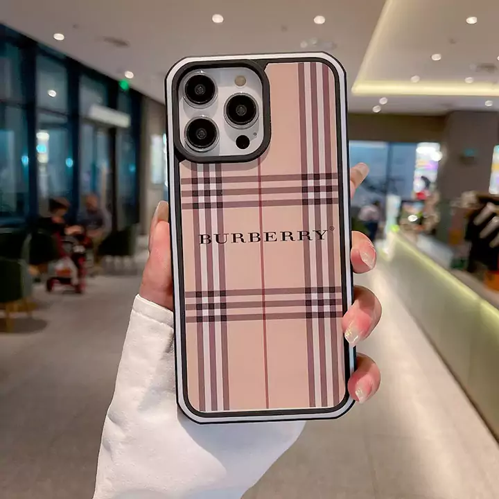 鏡付き iphone 15プロ カバー burberry風